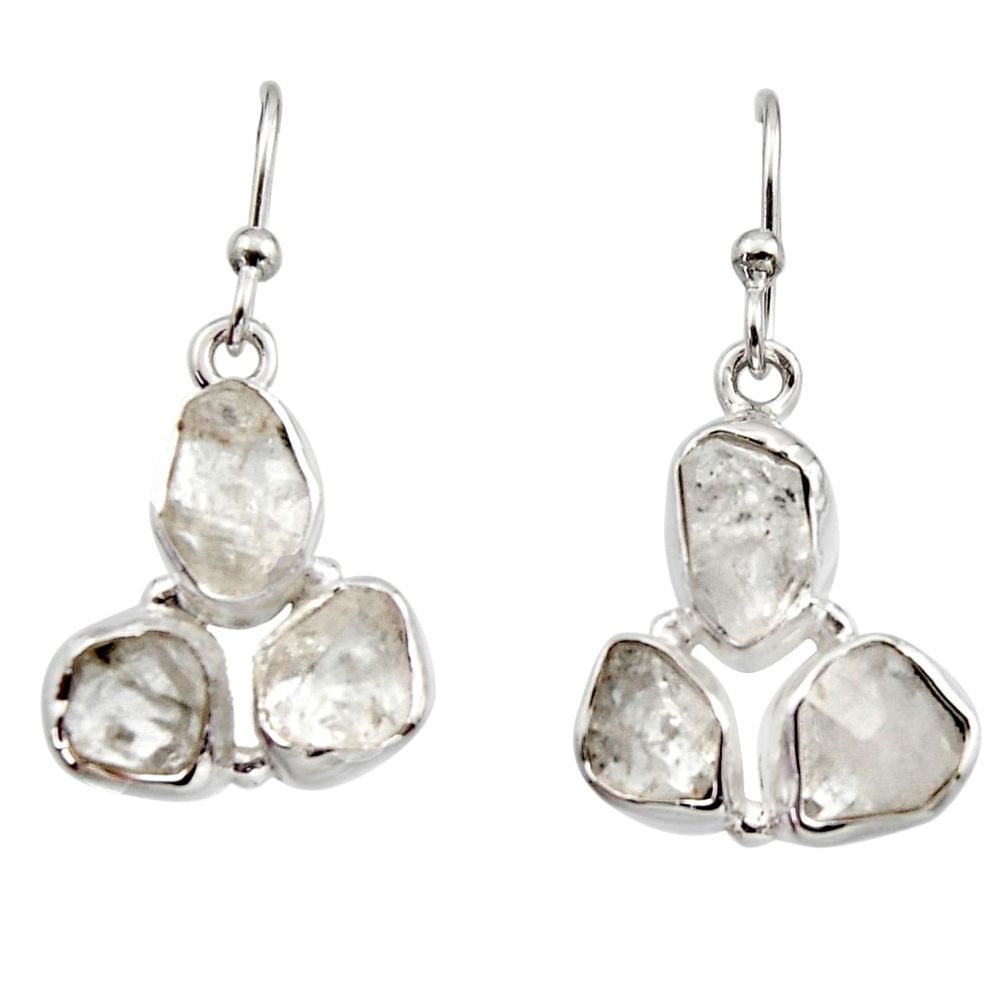 13.55cts natural white herkimer diamond 925 silver dangle earrings r16996