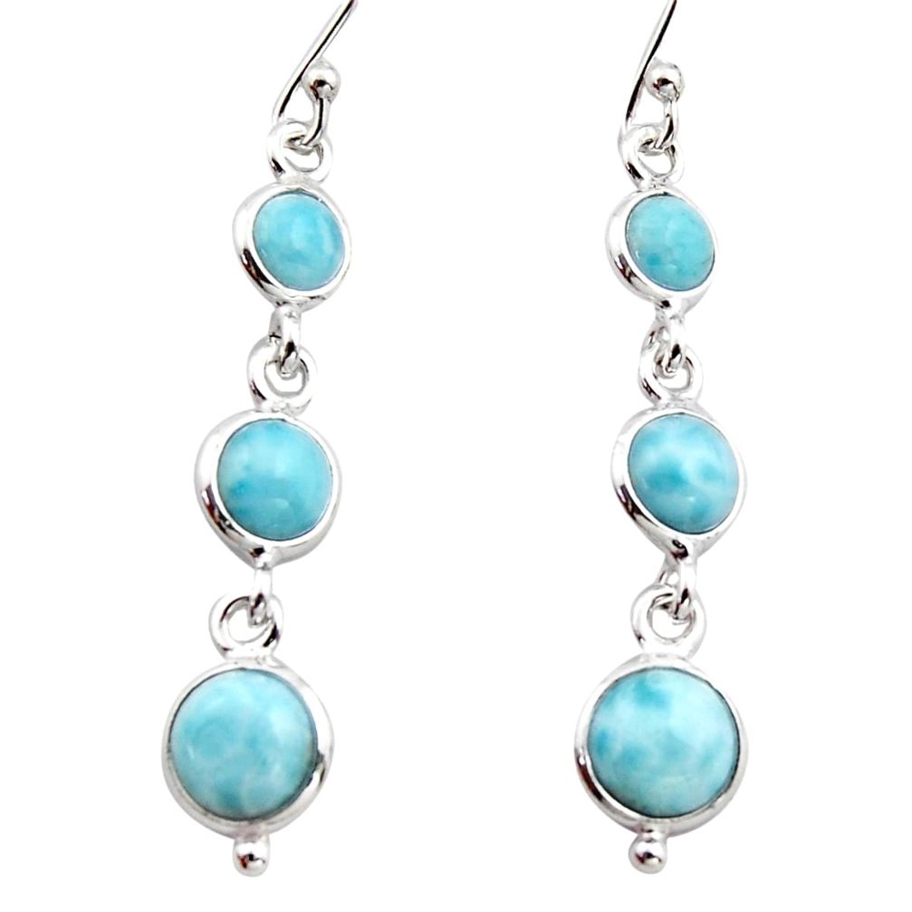 7.50cts natural blue larimar 925 sterling silver dangle earrings jewelry r17461