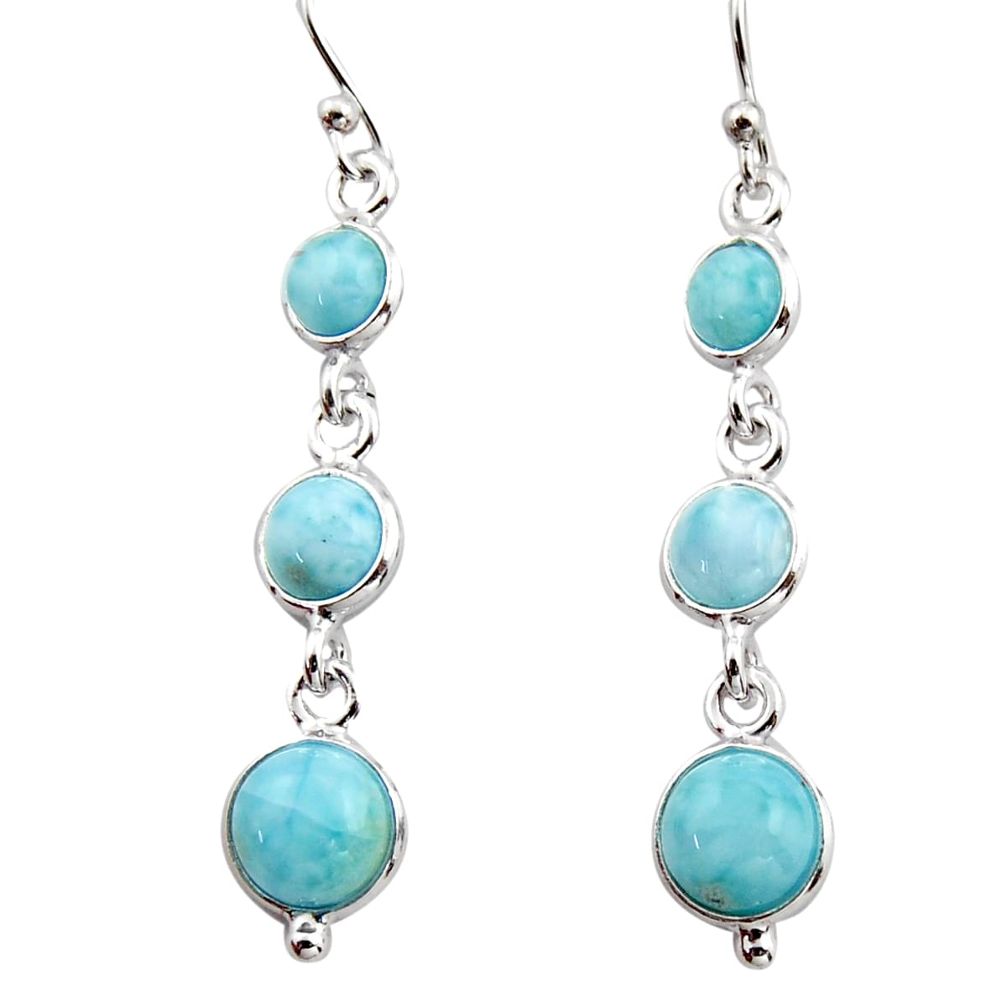 925 sterling silver 8.00cts natural blue larimar dangle earrings jewelry r17464