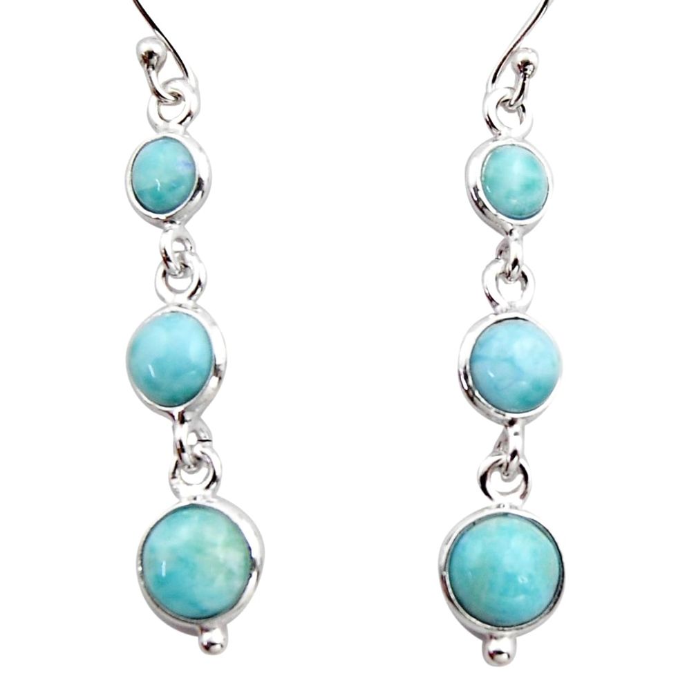 7.52cts natural blue larimar 925 sterling silver dangle earrings jewelry r17473