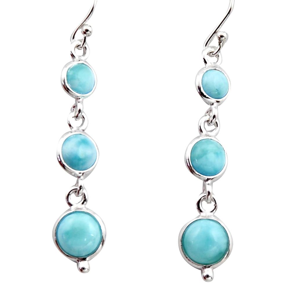 6.95cts natural blue larimar 925 sterling silver dangle earrings jewelry r17474