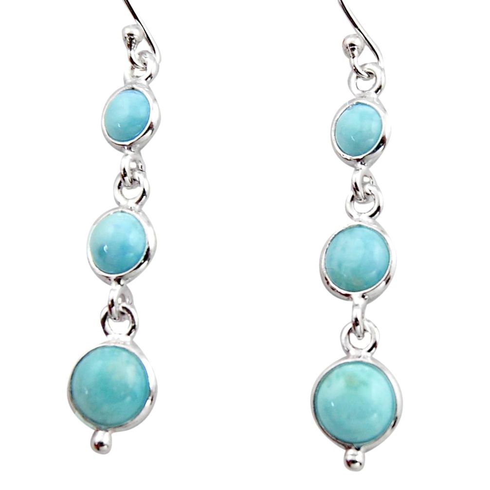 7.01cts natural blue larimar 925 sterling silver dangle earrings jewelry r17476