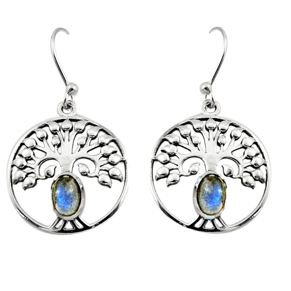 925 silver 2.23cts natural blue labradorite tree of life earrings r18951