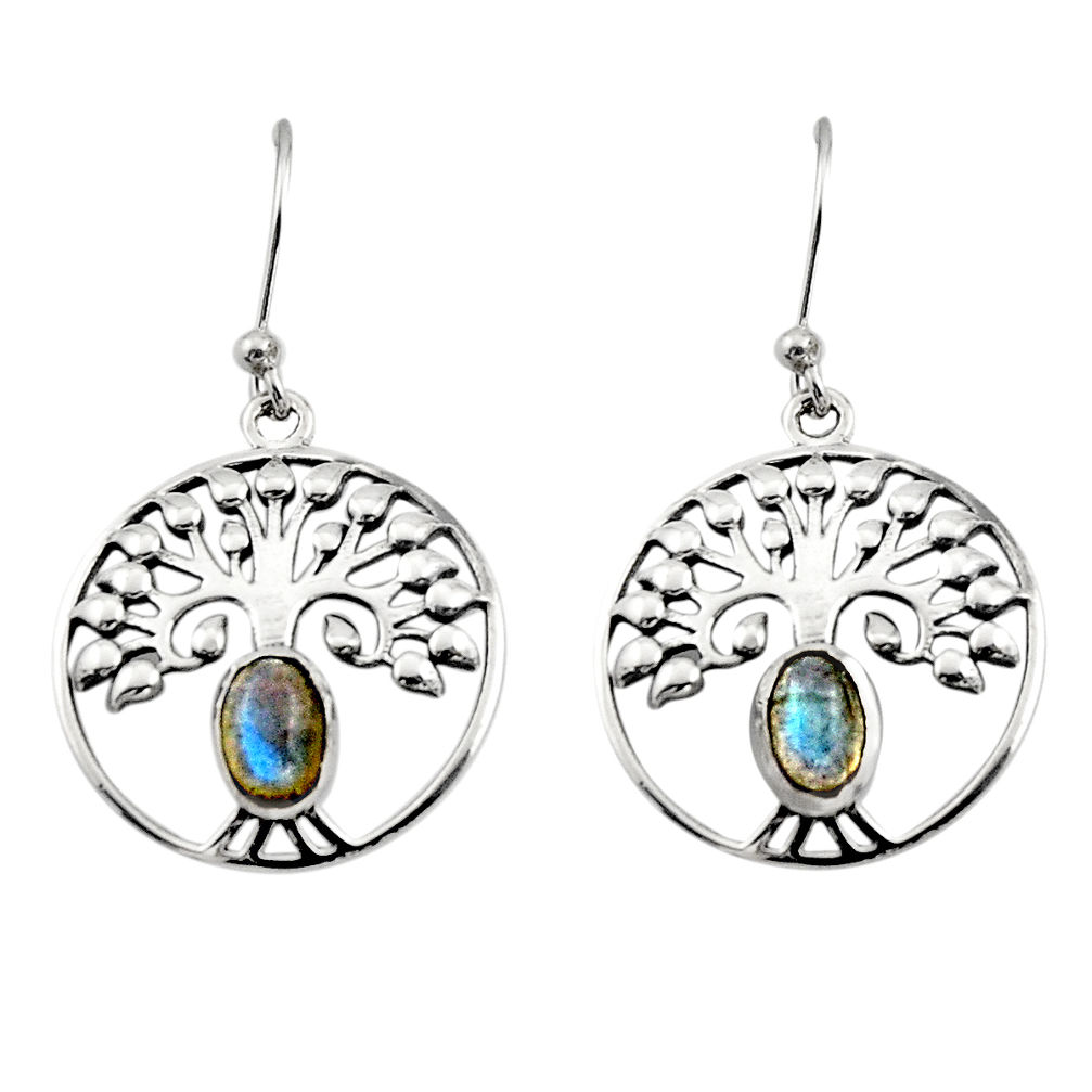 925 silver 2.13cts natural blue labradorite tree of life earrings r18954