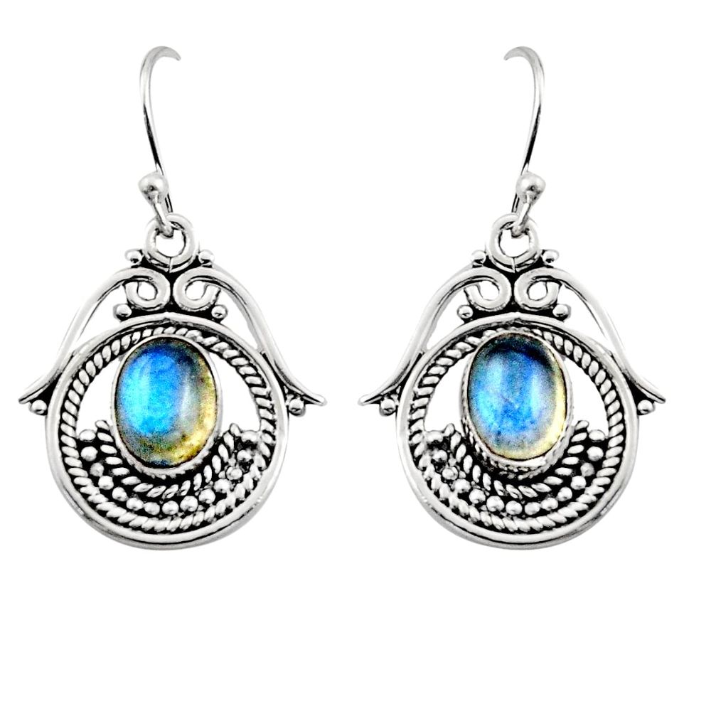 4.23cts natural blue labradorite 925 sterling silver earrings jewelry r18960