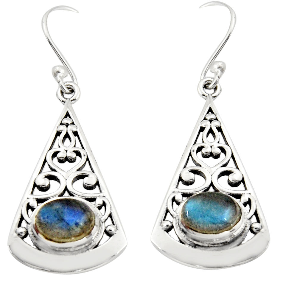 3.16cts natural blue labradorite 925 sterling silver dangle earrings r18998