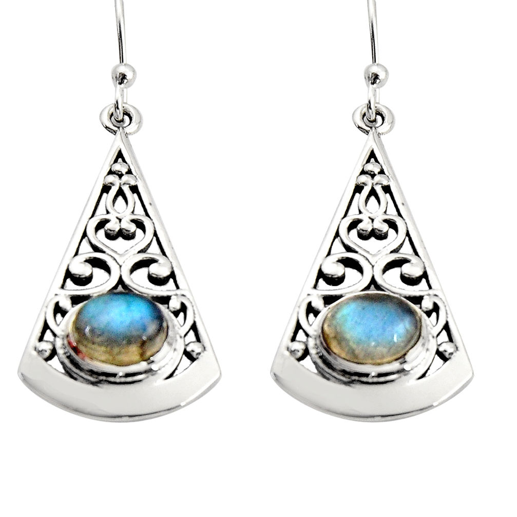 3.16cts natural blue labradorite 925 sterling silver dangle earrings r18999