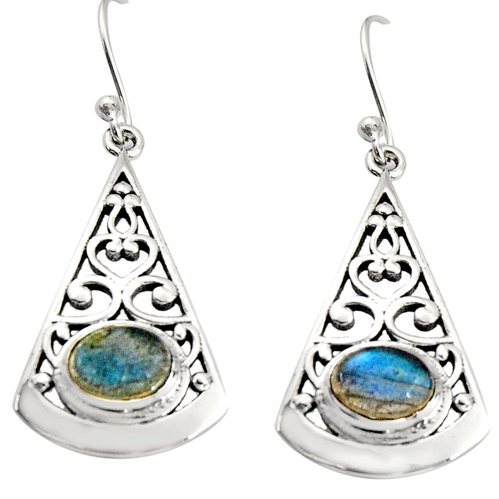925 sterling silver 3.01cts natural blue labradorite dangle earrings r19000