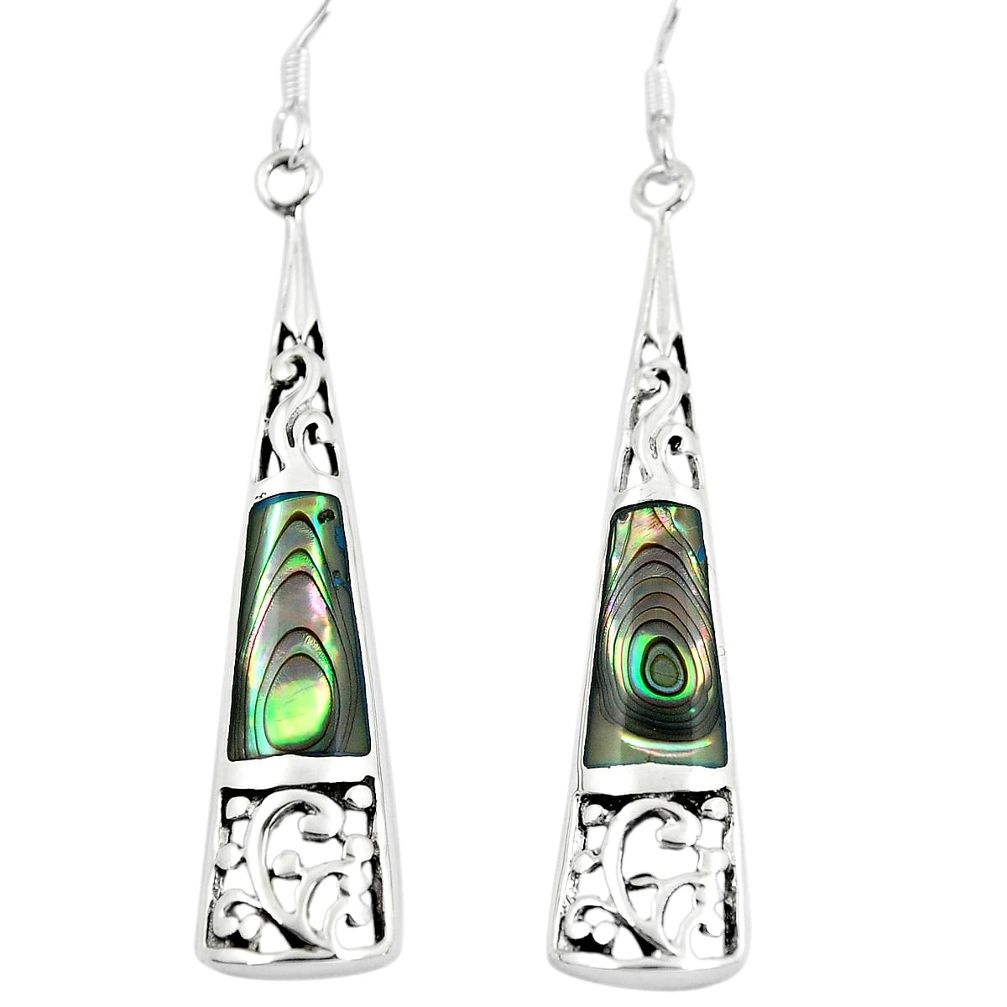 4.67cts abalone paua seashell 925 silver dangle earrings jewelry c26076