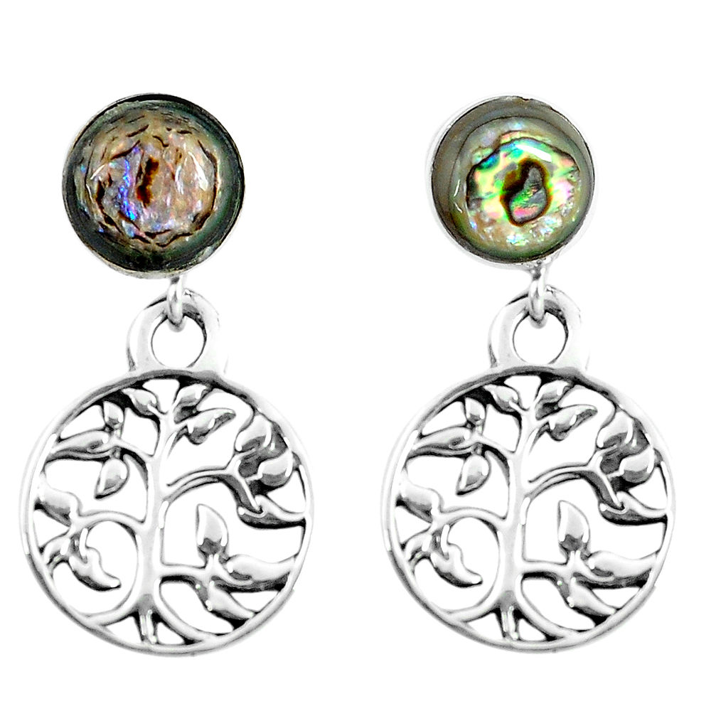 4.34cts abalone paua seashell 925 silver tree of life earrings jewelry c11656