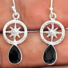 3.48cts amulet star natural black onyx 925 silver dangle earrings jewelry t89665