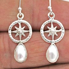 3.48cts amulet star natural white pearl 925 sterling silver earrings t89685
