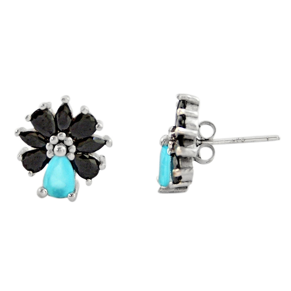 4.89cts aqua chalcedony topaz 925 sterling silver stud earrings c9262