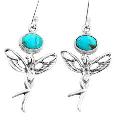 Clearance Sale- 5.31cts arizona mohave turquoise 925 silver angel wings fairy earrings p38444