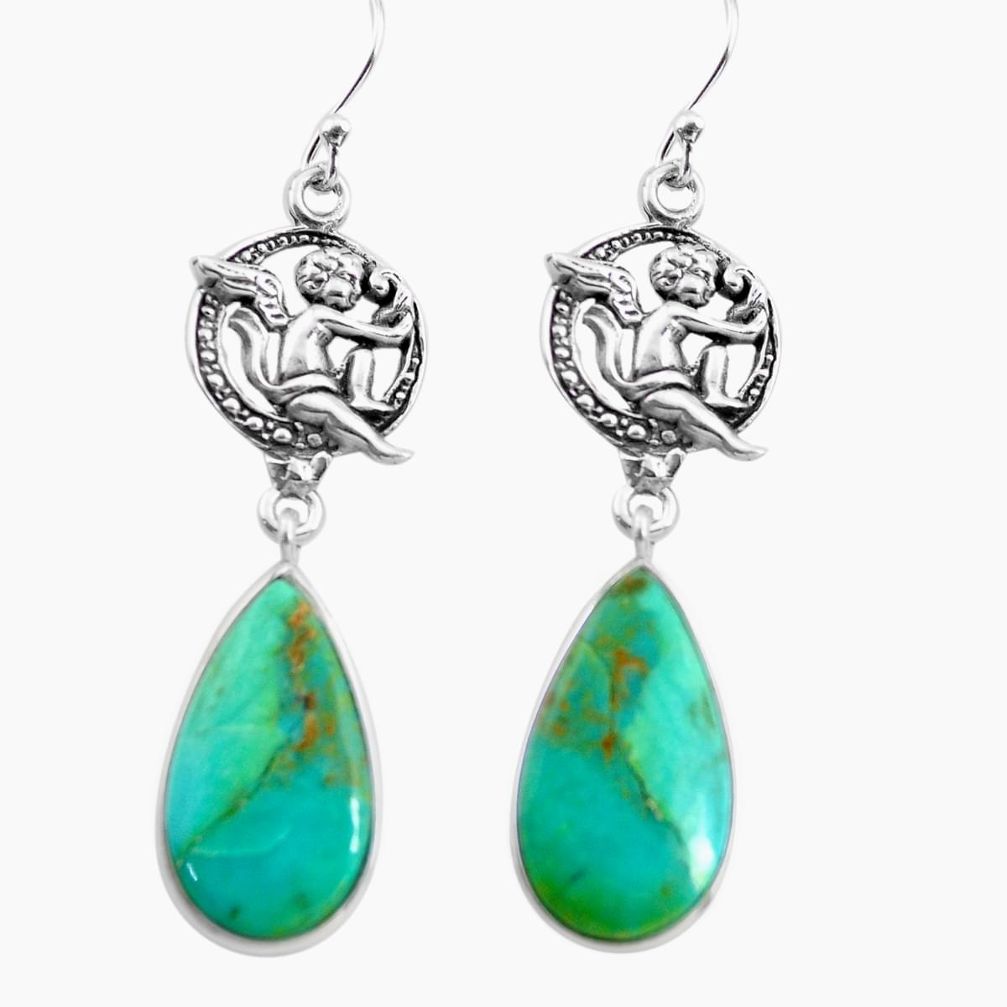 14.23cts arizona mohave turquoise 925 silver cupid angel wings earrings p91862