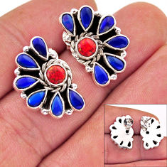 8.92cts australian opal (lab) volcano aurora opal 925 silver stud earrings n4077