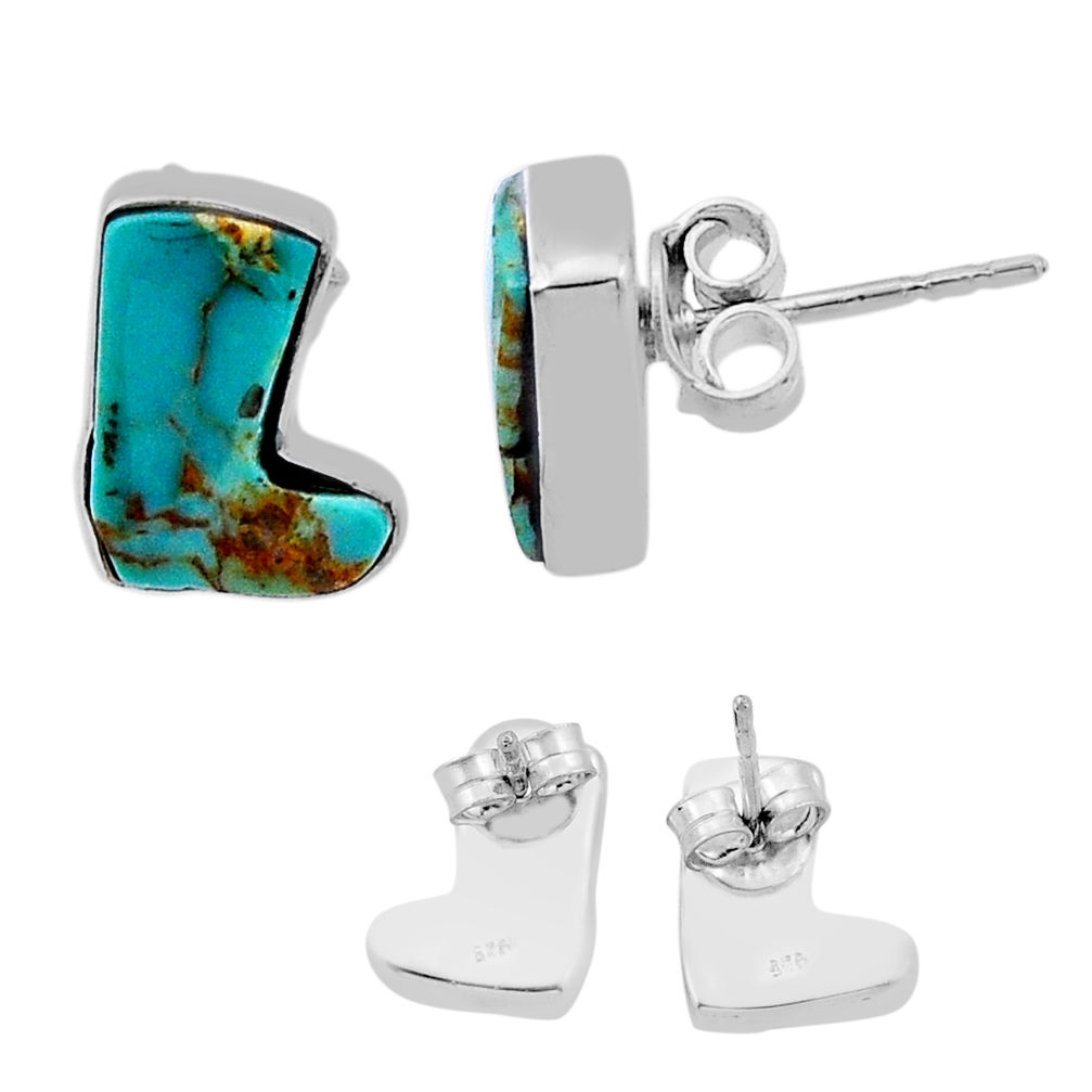 Back closed arizona mohave turquoise silver stud cowboy boots earrings n45318