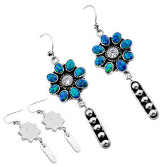 17.12cts back closed blue australian opal (lab) crystal silver earrings c33541