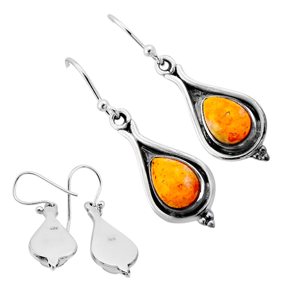 5.34cts back closed bumble bee australian jasper silver dangle earrings n52304