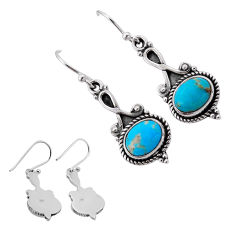 5.94cts back closed green arizona mohave turquoise silver dangle earrings n51933