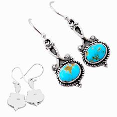 6.07cts back closed green arizona mohave turquoise silver dangle earrings n54966
