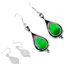 5.05cts back closed green copper turquoise 925 silver dangle earrings n51887