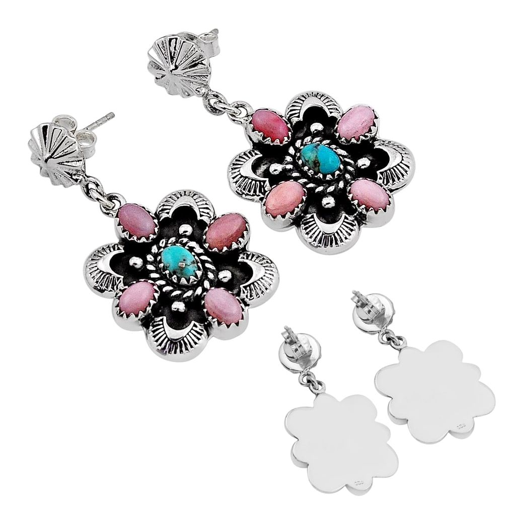 9.96cts back closed green  turquoise opal silver dangle earrings c34651