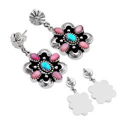 9.81cts back closed natural blue  turquoise opal silver earrings c34648