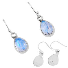 7.22cts back closed natural blue moonstone 925 silver dangle earrings y77058