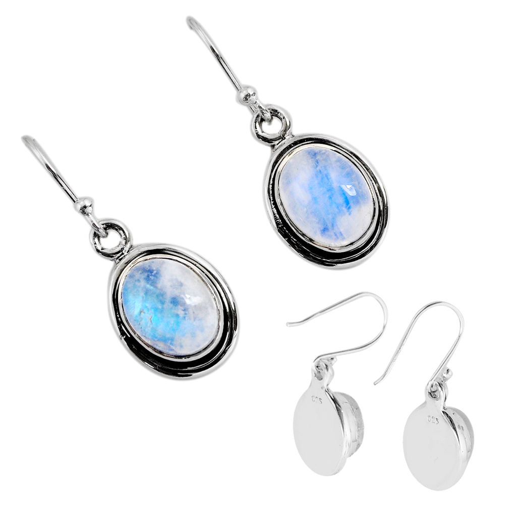 8.55cts back closed natural blue moonstone 925 silver dangle earrings y77793