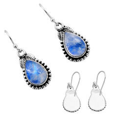 8.42cts back closed natural blue moonstone 925 silver dangle earrings y82145
