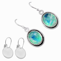 11.74cts back closed natural green moonstone 925 silver dangle earrings n37622