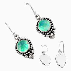 10.12cts back closed natural green moonstone 925 silver dangle earrings y81510