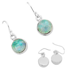 7.52cts back closed natural green moonstone 925 silver dangle earrings y81608