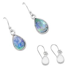 7.81cts back closed natural green moonstone 925 silver dangle earrings y81619