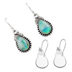 9.05cts back closed natural green moonstone leaf silver dangle earrings y81513