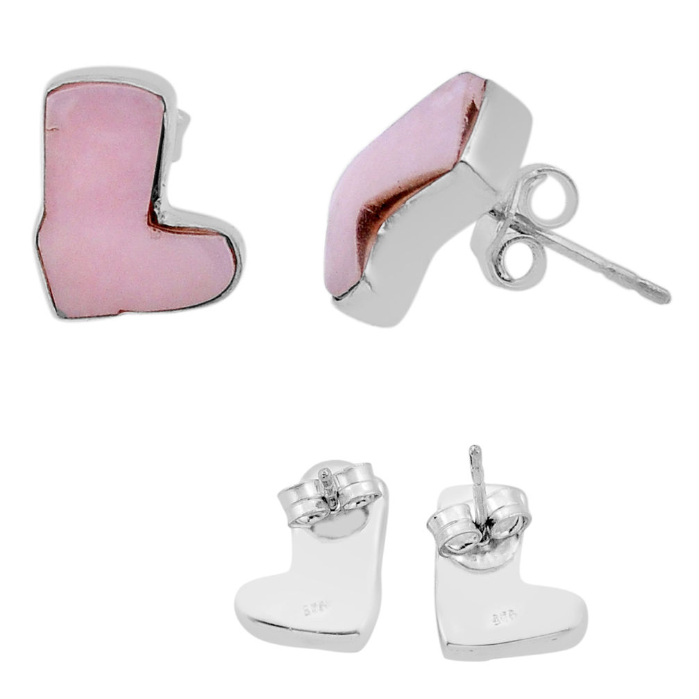 7.36cts back closed natural opal 925 silver stud cowboy boots earrings n45315