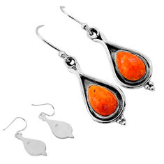 5.29cts back closed natural orange mojave turquoise 925 silver earrings n51884