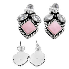 11.32cts back closed natural pink opal crystal 925 silver dangle earrings c33644