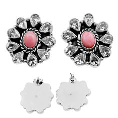 23.68cts back closed natural pink opal crystal 925 silver dangle earrings c33671