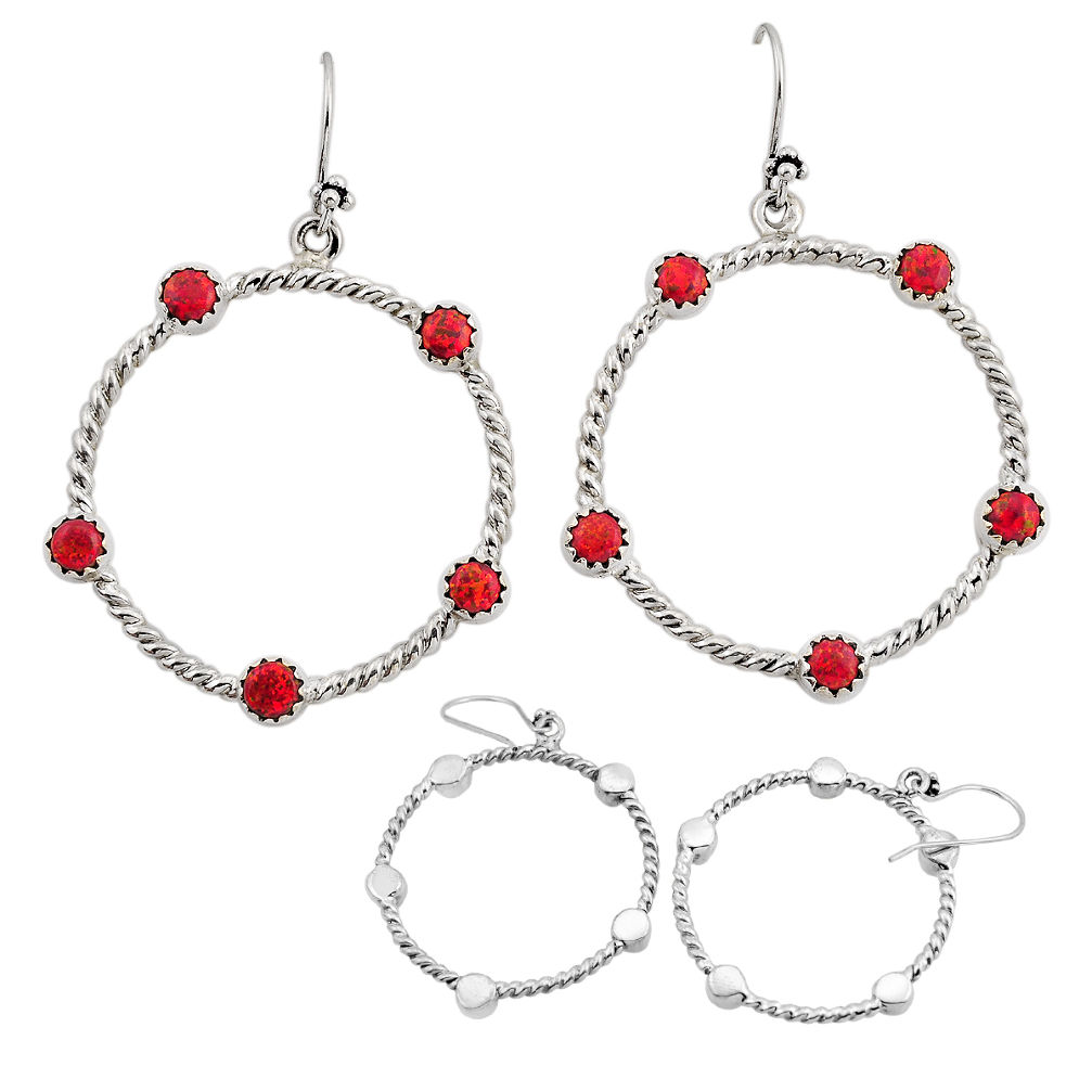 3.37cts back closed orange australian opal (lab) 925 silver earrings c33202