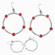 3.32cts back closed orange australian opal (lab) round silver earrings c33203