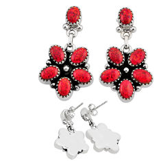 7.68cts back closed orange australian opal (lab) silver dangle earrings c33652