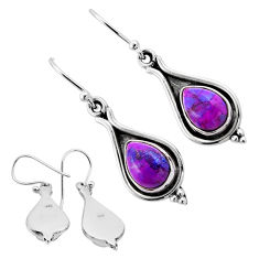 5.58cts back closed purple copper turquoise 925 silver dangle earrings n52309
