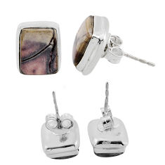 8.47cts back closed sonoran dendritic rhyolite 925 silver stud earrings n9367