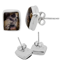 8.08cts back closed sonoran dendritic rhyolite 925 silver stud earrings n9372