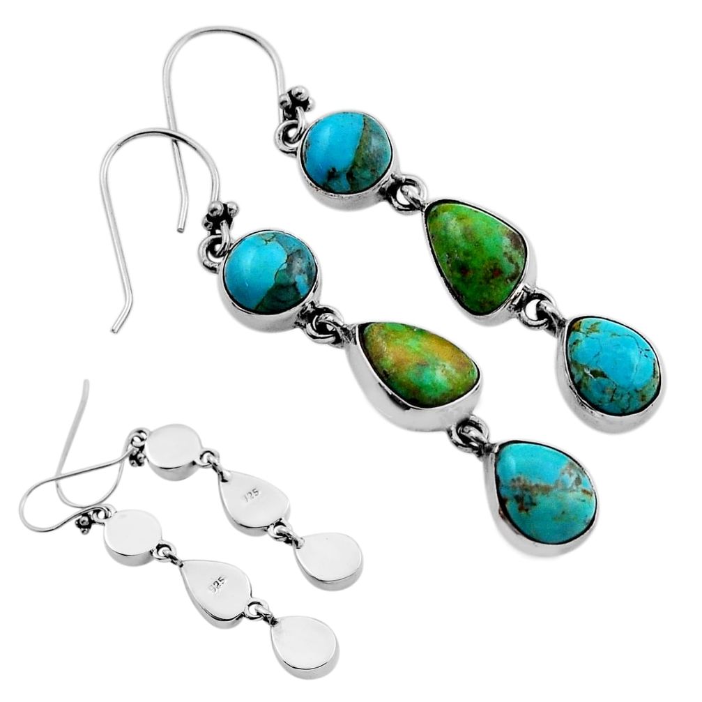 16.11cts back closed sonoran mountain turquoise silver dangle earrings c35106