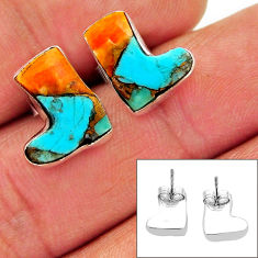 Back closed spiny oyster arizona turquoise silver cowboy boots earrings n15921