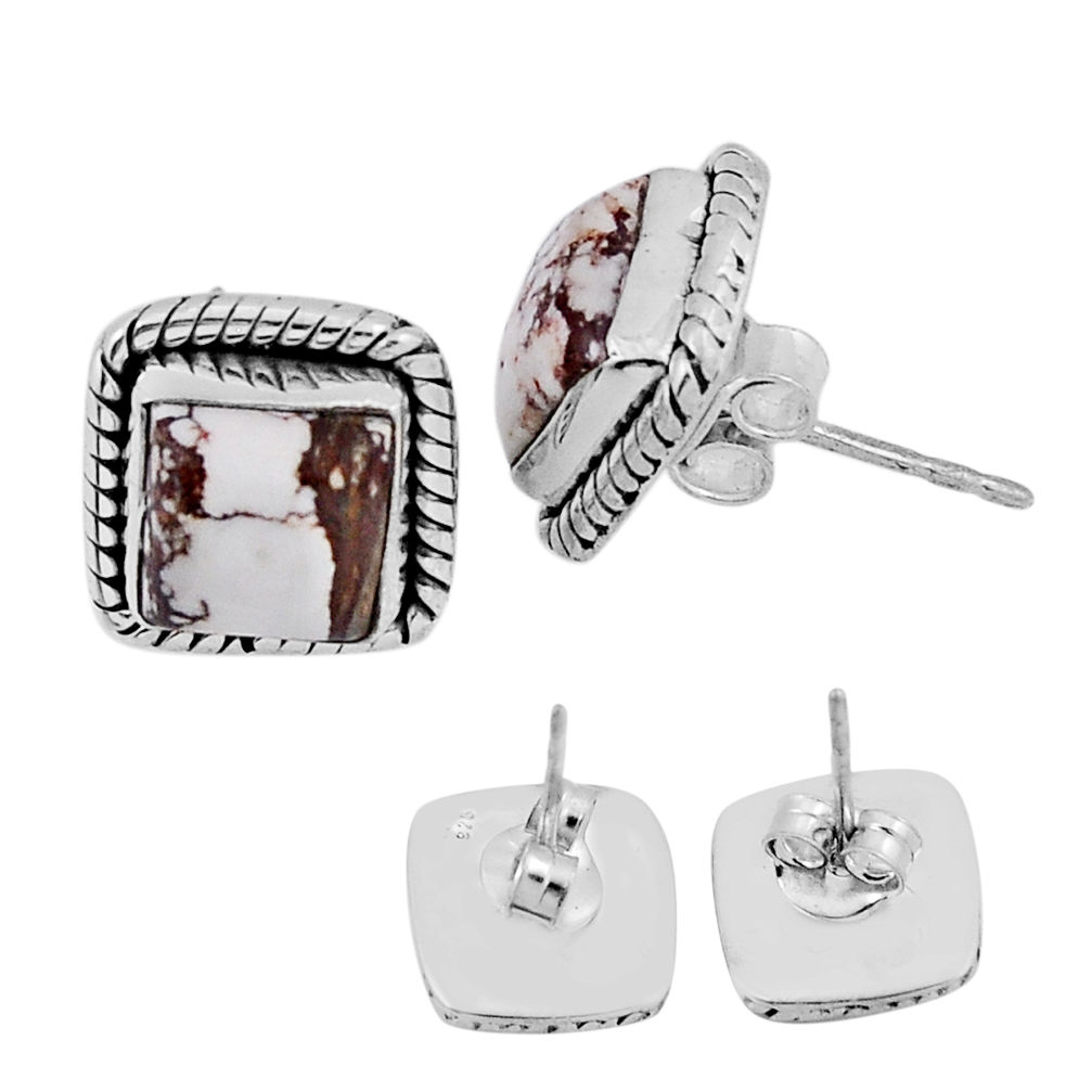 6.85cts back closed white wild horse magnesite 925 silver dangle earrings n37316