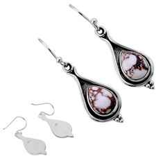 5.07cts back closed white wild horse magnesite 925 silver dangle earrings n51898